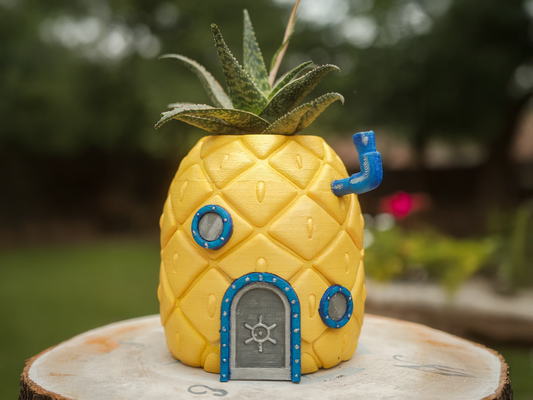 Under the Sea House Planter β 3D Printed Decor with Optional Succulent | Fun Ocean-Inspired Plant Pineapple Pot