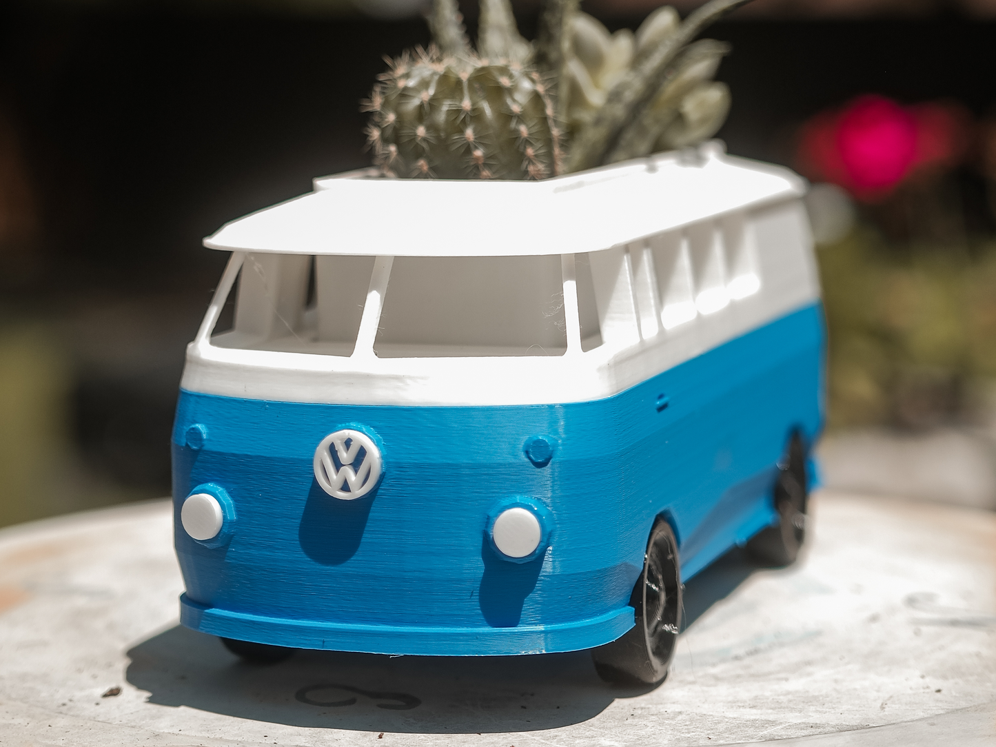 VW Bus Planter – 3D Printed Vintage Van Pot with Optional Succulent | Retro Travel Decor for Plant Lovers