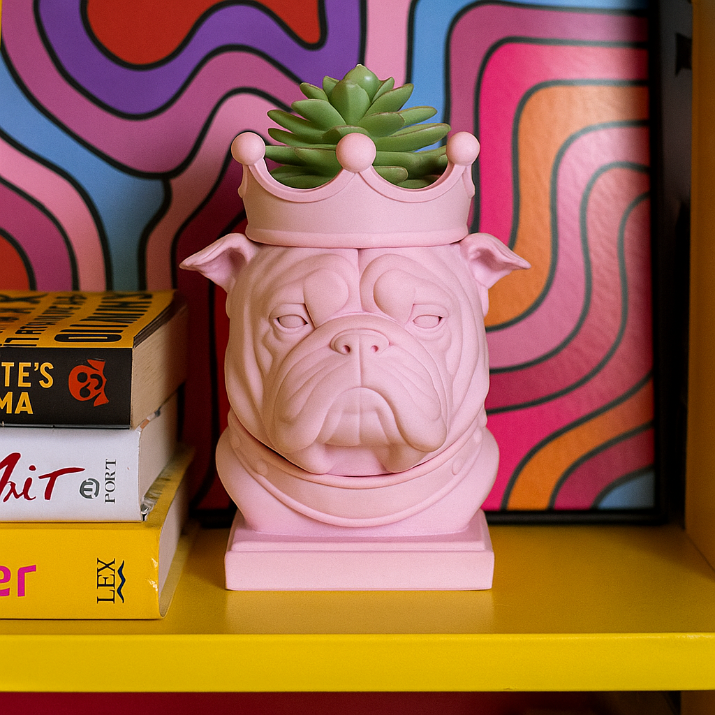 Bulldog Planter with Crown β For the Plant Royalty in Your Life!
