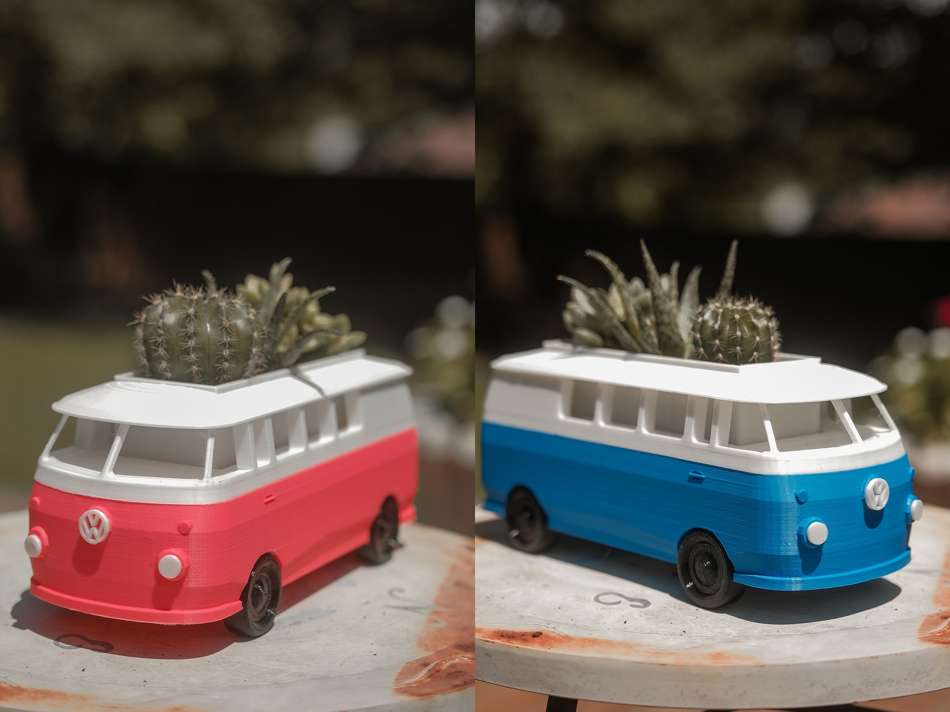 vw beetle plant pot VW Bus Planter – 3D Printed Vintage Van Pot with Optional Succulent