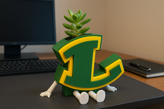 Longview Lobos Pencil Holder & Planter – 3D Printed Desk Organizer, School Spirit Gift "Rockin L"