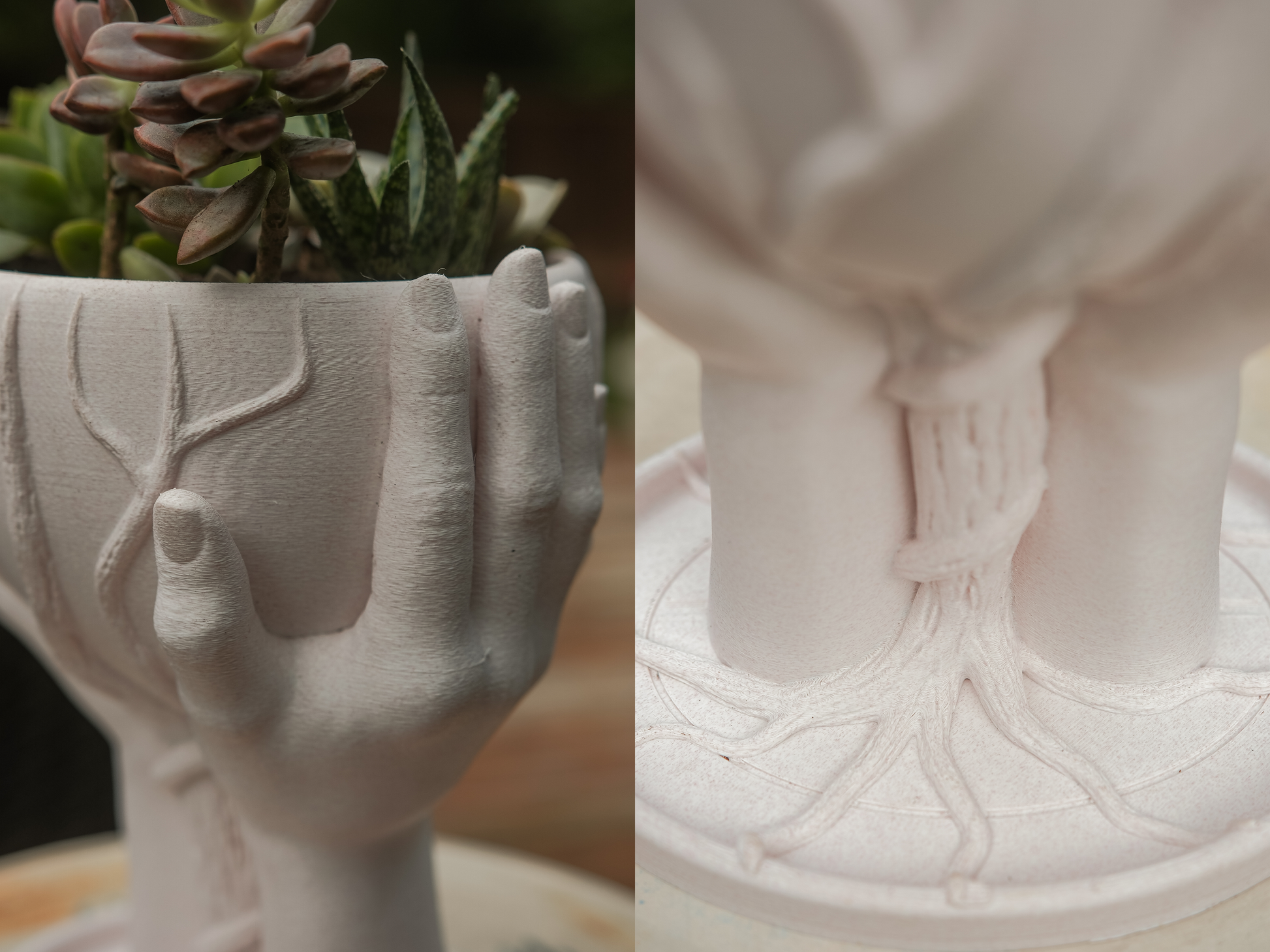 hands planter pot Deeply Rooted Planter – 3D Printed Symbolic Pot with Drainage